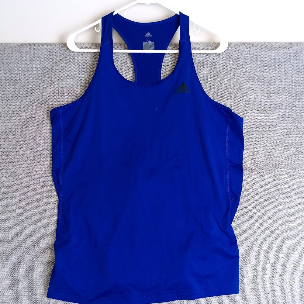 Adidas Climalite Racerback Tank Top Women XL Blue Excellent Performance Gym Logo